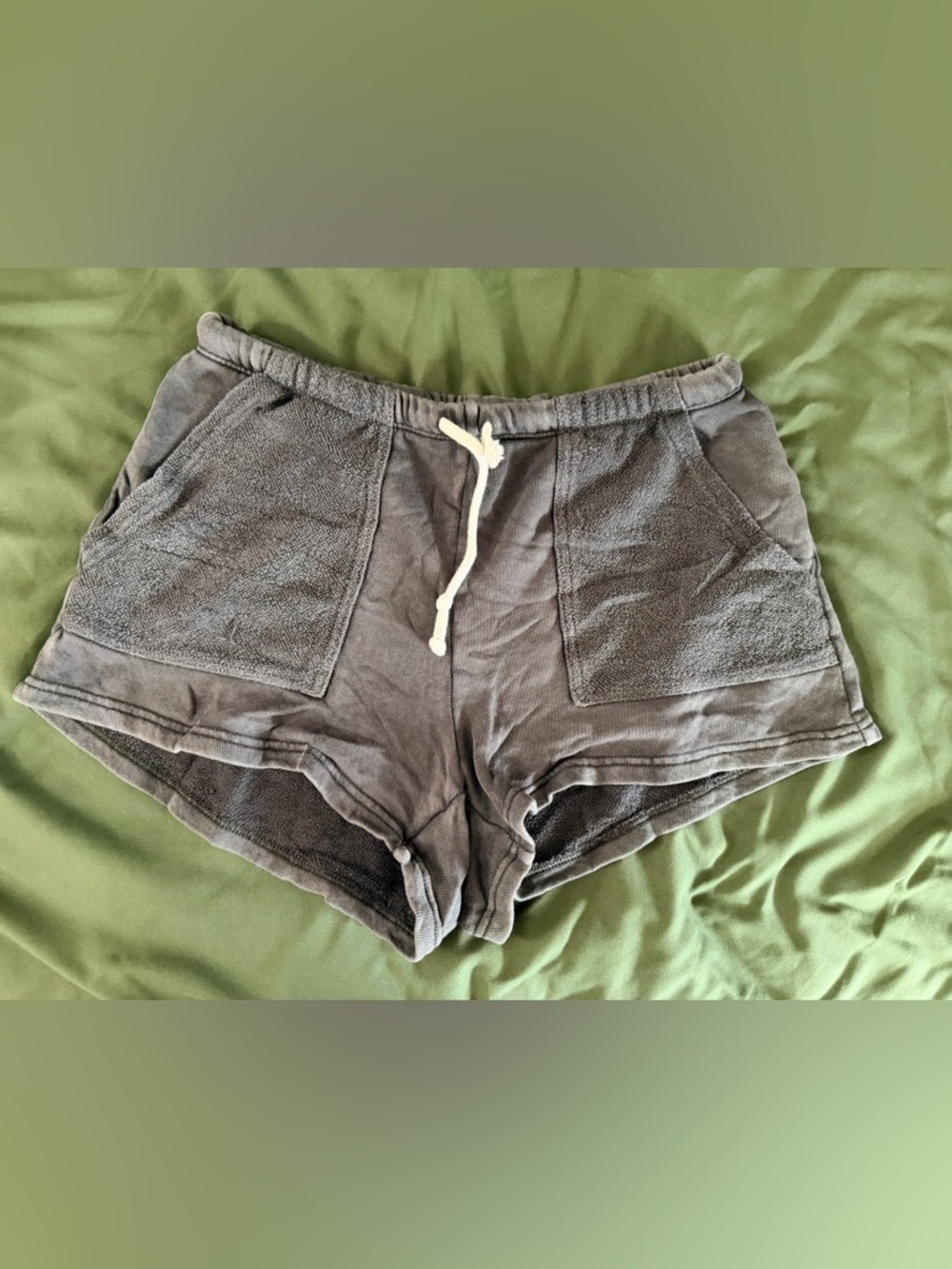 aerie Gray Terry Pocket Lounge Shorts with Drawstring